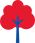 red and blue tree
